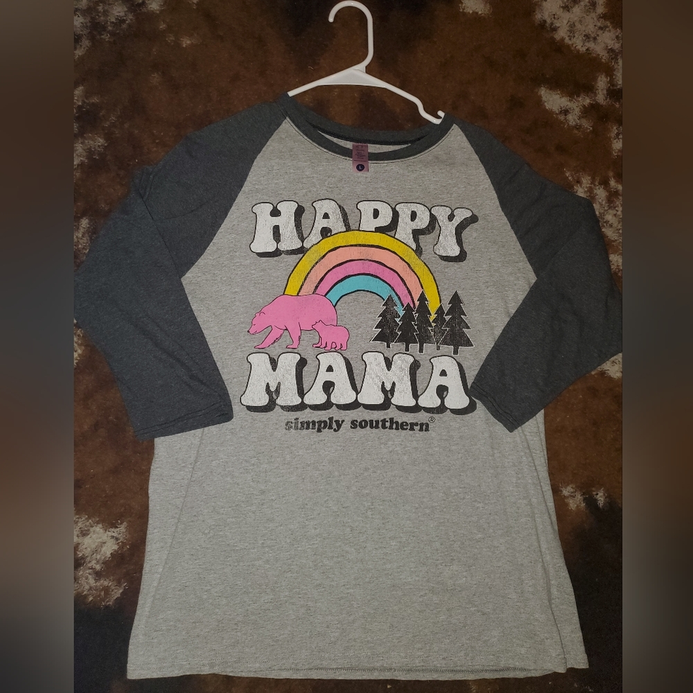 Simply Southern Large Happy MaMa Half Sleeve Shirt